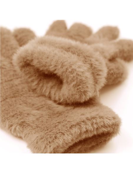 Damskie rękawiczki alpaka brązowe Hurt